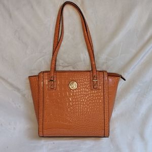 Anne Klein orange crocodile shoulder bag